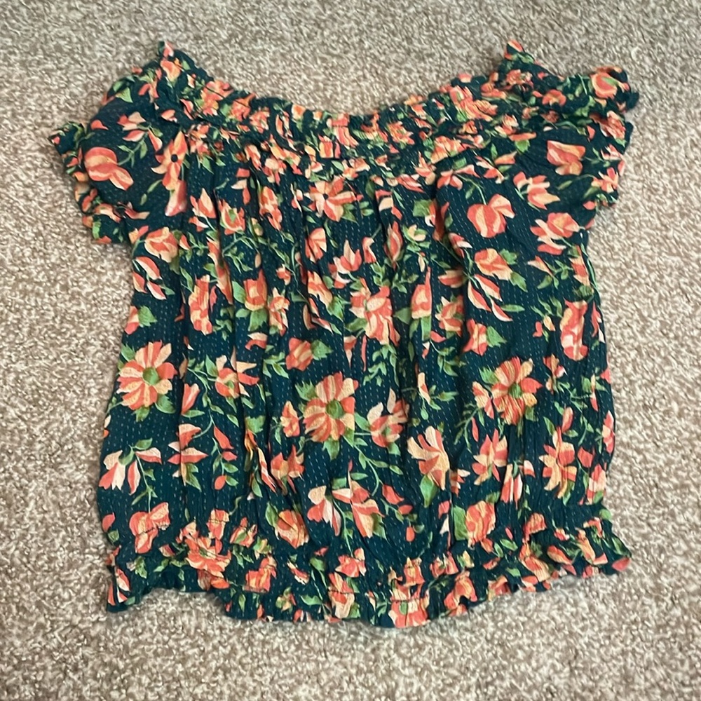 Free People FP One Suki Floral Off-Shoulder Short Sleeve Blouse - Picture 5 of 8